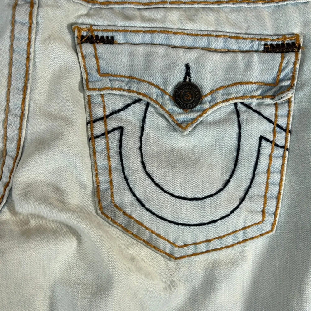 True Religion Ricky Super T Jeans Light Wash Blue Denim Made in USA Mens 40x34